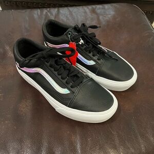 Vans leather shoes with silver iridescent women’s size 9